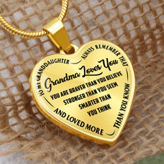 Havijo Grandma Loves You Heart Necklace, silver jewelry with a heart pendant symbolizing love and family connection.