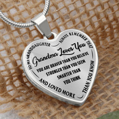 Havijo Grandma Loves You heart necklace with a delicate chain and pendant, showcasing a heartfelt jewelry design.