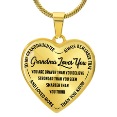 Havijo Grandma Loves You heart-shaped jewelry necklace with a delicate chain and engraved message, perfect for sentimental gifts.