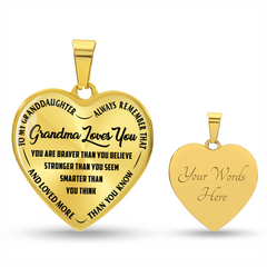 Havijo Grandma Loves You heart-shaped necklace with pendant, delicate jewelry piece symbolizing love and family connection.