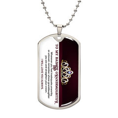 Havijo My Badass Granddaughter dog tag necklace with engraved text, silver-tone jewelry item featuring bold lettering and chain.