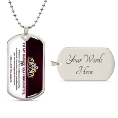 Havijo My Badass Granddaughter dog tag necklace with engraved text, stylish jewelry accessory for granddaughter.