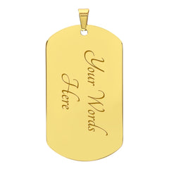 Havijo Dad To Be dog tag necklace in silver with engraved text, stylish jewelry for expecting fathers.