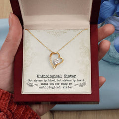 Havijo Unbiological Sister Forever Love Necklace featuring a delicate pendant on a silver chain, perfect for meaningful jewelry gifts.