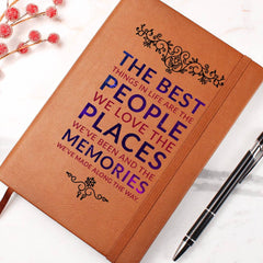Havijo People, Places, Memories journal with colorful cover featuring illustrations of people and travel scenes.