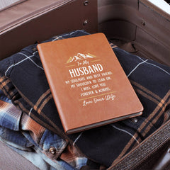 Havijo Leather Journal titled "My Soulmate and Best Friend," with a smooth leather cover and elegant stitching.