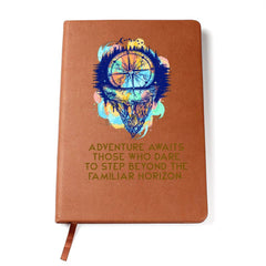 Havijo Adventure Awaits journal with a nature-inspired cover and gold foil lettering, perfect for travel and daily writing.
