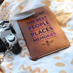 Havijo People, Places, Memories journal with a decorative cover, designed for recording personal memories and travel experiences.