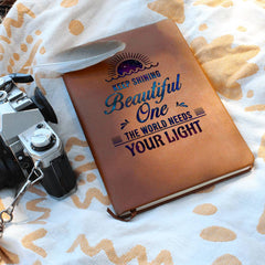 Havijo Keep Shining journal with a decorative cover, featuring inspiring design and lined pages for writing or note-taking.