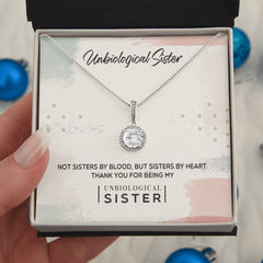 Havijo Unbiological Sister Eternal Hope Necklace featuring a delicate silver chain and heart-shaped pendant for meaningful jewelry.