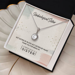 Havijo Unbiological Sister Eternal Hope Necklace featuring a delicate silver chain and symbolic pendant, jewelry for sisterly bond.