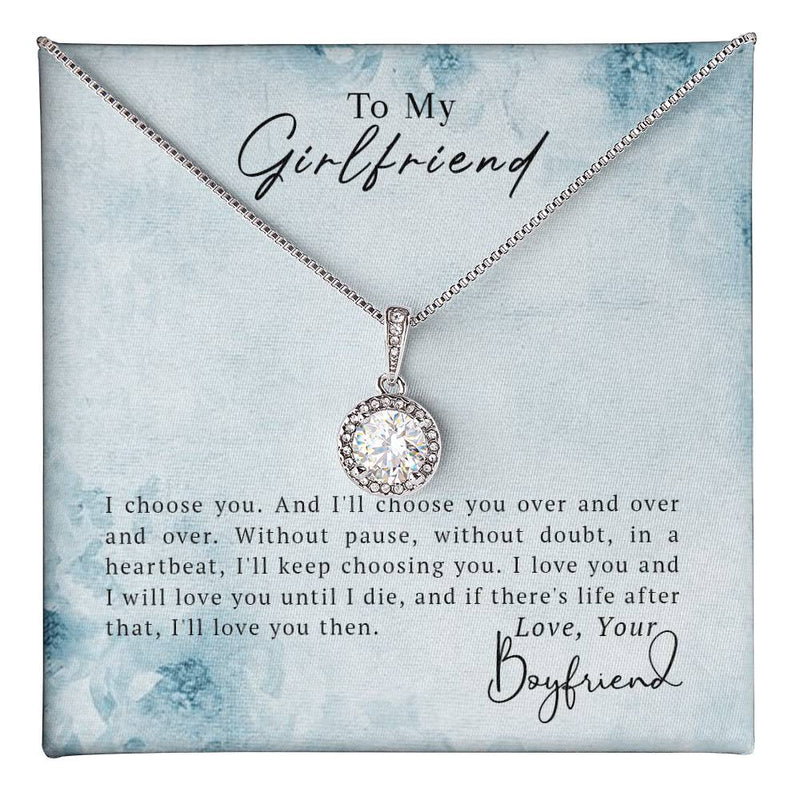 Havijo To My Girlfriend Eternal Hope Necklace featuring a delicate silver pendant with engraved love message.