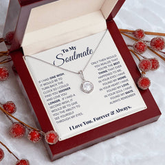Havijo To My Soulmate Eternal Hope Necklace with a delicate pendant on a chain, showcasing heartfelt jewelry design.