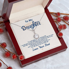 Havijo Always Be My Baby Girl Eternal Hope Necklace with delicate chain and heart-shaped pendant on a neutral background.