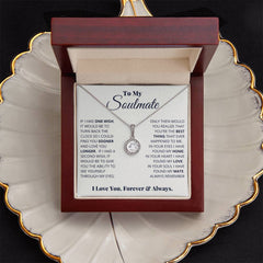 Eternal Hope Necklace from Havijo with a delicate pendant engraved with "To My Soulmate" in elegant jewelry style.