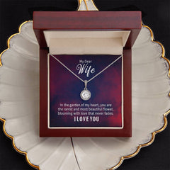 Havijo My Wife My Flower Eternal Hope Necklace, silver jewelry with floral and heart pendant, romantic gift for loved ones