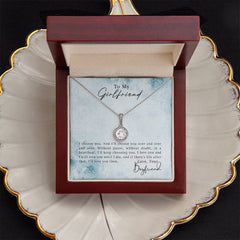 Havijo To My Girlfriend Eternal Hope Necklace with delicate pendant, showcasing elegant jewelry design on a white background.