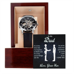 Havijo Dad All That You Do openwork jewelry watch with intricate design and elegant craftsmanship, showcasing a stylish timepiece.