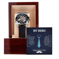 Havijo My Hero Dad openwork jewelry watch with intricate design and metal band, showcasing a unique and stylish timepiece.