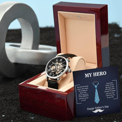 Havijo My Hero Dad openwork jewelry watch featuring a detailed heart-shaped design and intricate craftsmanship.