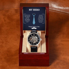 Havijo My Hero Dad openwork jewelry watch with intricate design and silver finish, showcasing a unique and stylish timepiece.