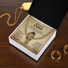 Havijo Never Forget Cuban Link Chain jewelry with bold, interconnected gold links on a white background