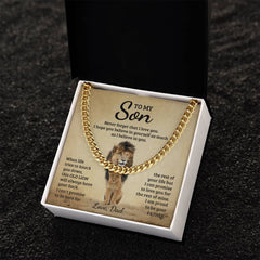 Havijo Never Forget Cuban Link Chain jewelry with a bold, shiny gold finish and intricate link design.