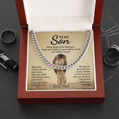 Havijo Never Forget Cuban Link Chain jewelry with thick, shiny gold links on a white background.