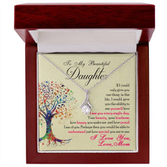 Havijo Alluring Beauty Necklace with "To My Beautiful Daughter" pendant, elegant jewelry piece showcasing a heartfelt message.