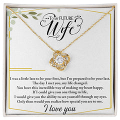 Havijo Love Knot Necklace for future wife, elegant jewelry with intertwined design, displayed on a soft background.