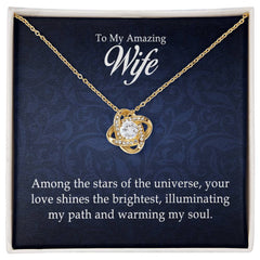Havijo love knot necklace for wife, featuring a delicate jewelry piece with a heart-shaped love knot design.