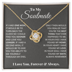 Havijo Love Knot Necklace for soulmates, featuring intertwined heart-shaped jewelry on a silver chain.
