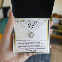 Havijo Love Knot Necklace, elegant jewelry with a heart-shaped intertwined design, displayed on a neutral background.
