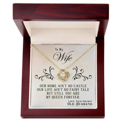 Havijo My Queen Forever Love Knot Necklace in jewelry with a delicate intertwined knot design on a chain.