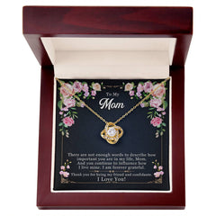 Havijo Forever Grateful Love Knot Necklace, elegant jewelry featuring a delicate intertwined knot design on a chain.