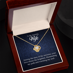 Havijo love knot necklace for wife, elegant jewelry with a heart-shaped design symbolizing love and connection.