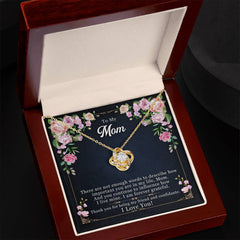 Havijo Forever Grateful Love Knot Necklace, delicate jewelry with intertwined love knot design in silver or gold finish.