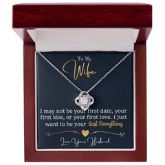Havijo Love Knot Necklace, elegant jewelry piece with intertwined design symbolizing love and commitment, displayed on a white background.