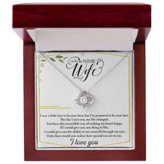 Havijo Love Knot Necklace for Future Wife, elegant jewelry with a delicate knot design, displayed on a neutral background.