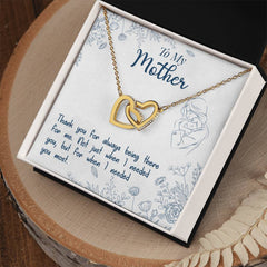 Havijo interlocking hearts necklace with "Thank You For Always Being There" jewelry design, featuring silver-tone hearts on a chain.