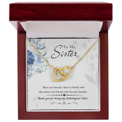 Havijo To My Sister interlocking hearts necklace jewelry with silver-tone heart pendants on a chain, gift for sister.