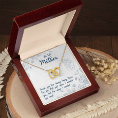 Havijo interlocking hearts necklace with "Thank You For Always Being There" jewelry design, featuring a silver-toned heart pendant.