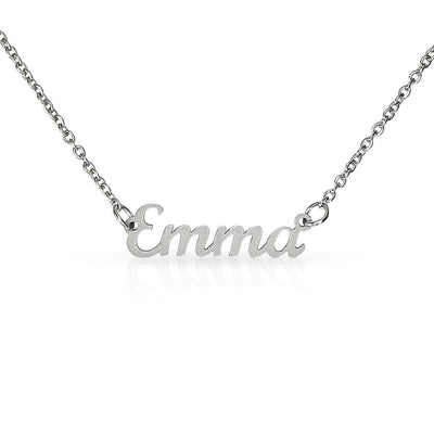 Havijo classic style name necklace with elegant chain and personalized name pendant, jewelry accessory on a neutral background.