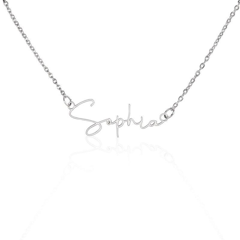 Havijo Signature Style Name Necklace featuring a personalized chain with a sleek pendant, elegant jewelry for everyday wear