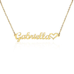 Havijo classic heart style name necklace with personalized engraved heart pendant, jewelry accessory for women.