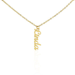 Havijo Classic Vertical Name Necklace in jewelry, featuring a sleek vertical pendant with personalized name engraving.