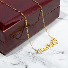 Havijo Classic Paw Print Name Necklace featuring a silver chain and a pendant with a paw print and customizable name.