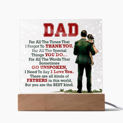 Havijo Thank You Dad acrylic square jewelry piece with engraved message, showcasing a sleek, modern design suitable for gifts.
