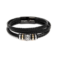 Havijo leather bracelet with engraved "Your Love is not Just a Feeling" message, stylish jewelry accessory for men and women.