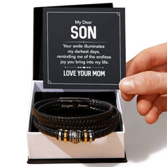 Men's leather bracelet by Havijo featuring a sleek, black leather band with metal clasp, stylish jewelry for men.